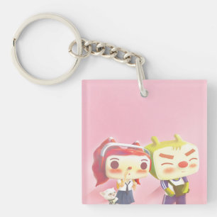 Whimsical Characters with Cat Keychain