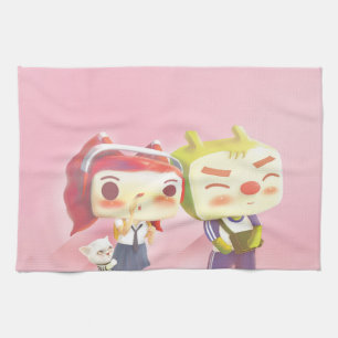 Whimsical Characters with Cat Kitchen Towel
