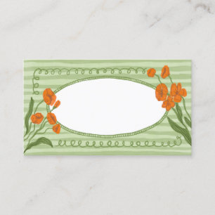 Whimsical Charming Green Orange Garden Celebration Place Card