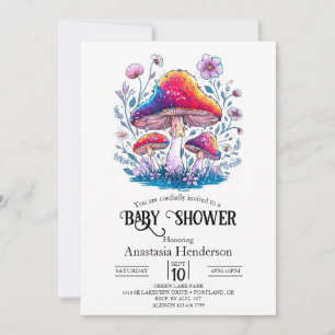 Whimsical Charming Mushroom Baby Shower Invitation