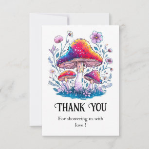 Whimsical Charming Mushroom Baby Shower Thank You Card