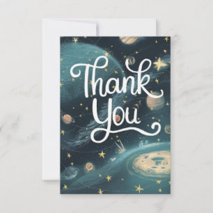 Whimsical Charming Stars Celestial Thank You Card