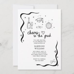 Whimsical Cheers to the Grad Graduation Invitation