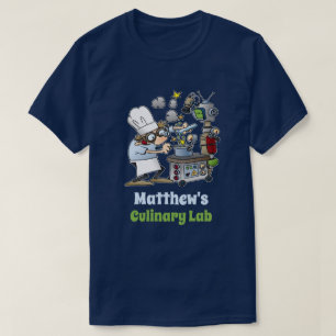 Whimsical Chef and Science Culinary Lab Cartoon T-Shirt