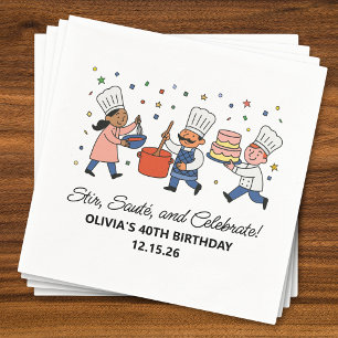 Whimsical Chef Cooking Class Birthday Party Napkin
