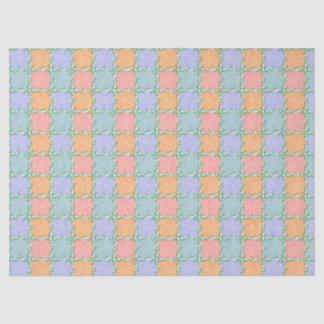 Whimsical Chequered Tile with Leafy Vines Tissue Paper