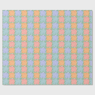 Whimsical Chequered Tile with Leafy Vines Wrapping Paper
