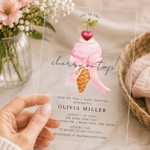 Whimsical Cherry Baby Shower  Acrylic Invitations