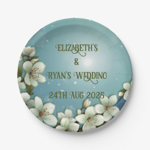 Whimsical Cherry blossom with Sparkles Paper Plate