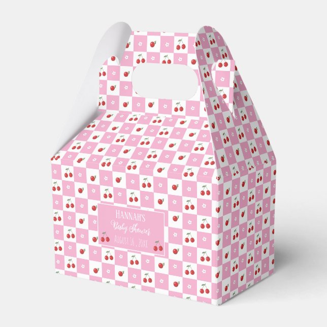 Whimsical Cherry Theme Baby Shower Favour Box (Front Side)