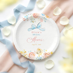 Whimsical Chic Elegant Hand Drawn Bridal Shower Paper Plate