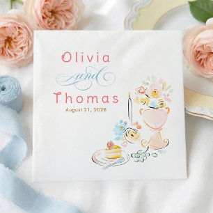 Whimsical Chic Elegant Hand Drawn Wedding Napkin