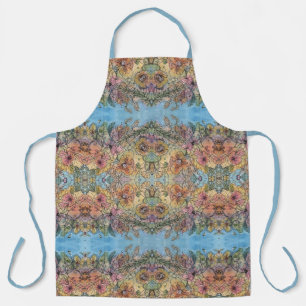Whimsical Chic Flower Garden Watercolor Painting  Apron