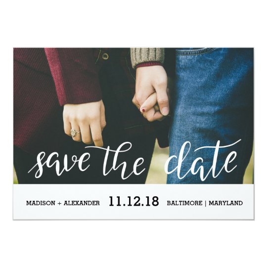 Whimsical Chic Handwritten Save The Date Photo Card