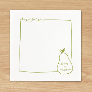 Whimsical & Chic Personalized Funny Pear Wedding  Napkin