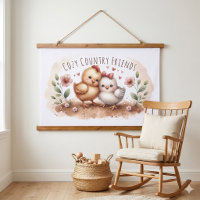 Whimsical Chick Duo Cottagecore Watercolor