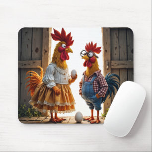 Whimsical Chickens With Eggs Mouse Pad