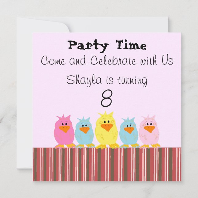 Whimsical Chicks Birthday Invitations (Front)