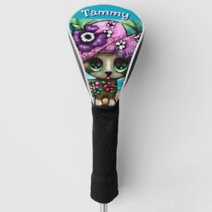 Whimsical Chihuahua Dog Palm Trees Personalized Golf Head Cover