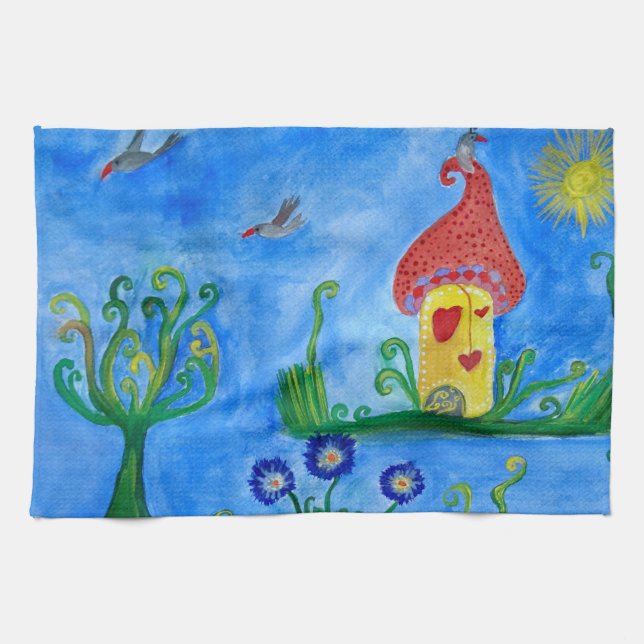 Whimsical Child Illustration Tea Towel (Horizontal)