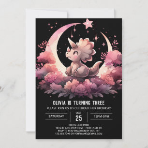 Whimsical Children Triceratops Birthday Invitation