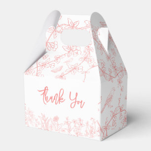 Whimsical Chinoiserie Peach Pink Baby Shower Favor Box