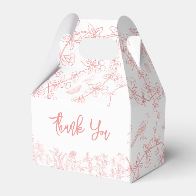 Whimsical Chinoiserie Peach Pink Baby Shower  Favor Box (Back Side)