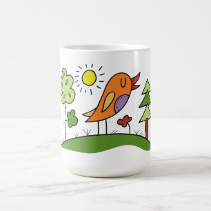 Whimsical Chirping Bird Coffee Mug