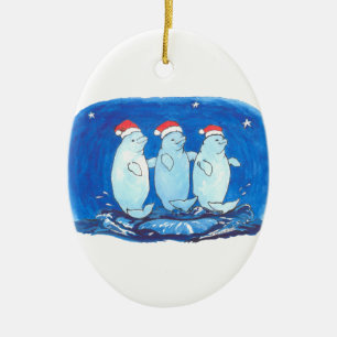 Whimsical Christmas Alaska Wildlife Oval Ornament
