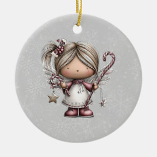 Whimsical Christmas Angel Ceramic Ornament