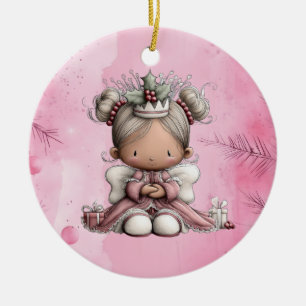 Whimsical Christmas Angel Ceramic Ornament