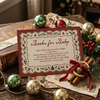Whimsical Christmas Baby Shower Books for Baby Enclosure Card
