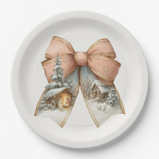 Whimsical Christmas Bow Paper Plates