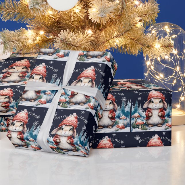 Whimsical Christmas Bunny Wrapping Paper (Holidays)