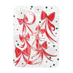 Whimsical Christmas Candy cane bows pattern Magnet