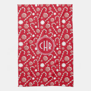 Whimsical Christmas Candy Cane Kitchen Towel