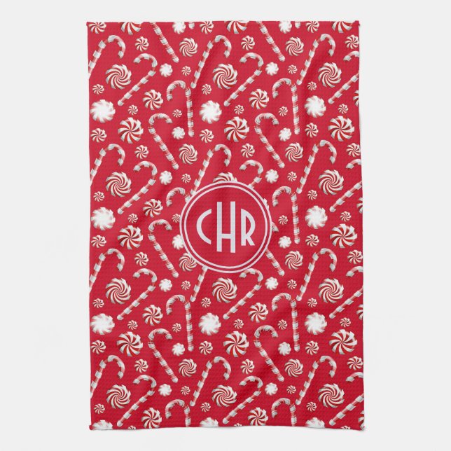 Whimsical Christmas Candy Cane Kitchen Towel (Vertical)