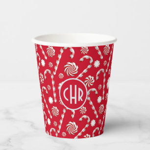 Whimsical Christmas Candy Cane Paper Cups