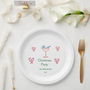 Whimsical Christmas Candy Canes Paper Plate
