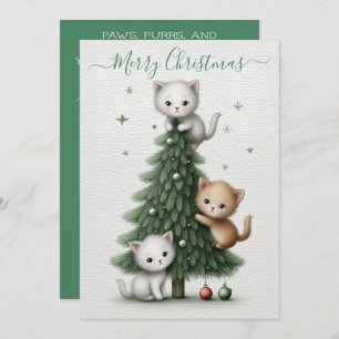 Whimsical Christmas Card with Cartoon Kittens 