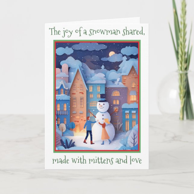 Whimsical Christmas card with cut paper design (Front)