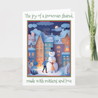 Whimsical Christmas card with cut paper design