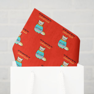 Whimsical Christmas Cat Holiday Cheer Tissue Paper