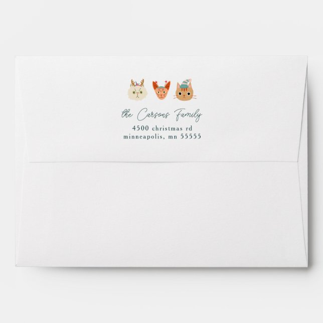 Whimsical Christmas Cats Envelope (Back (Top Flap))