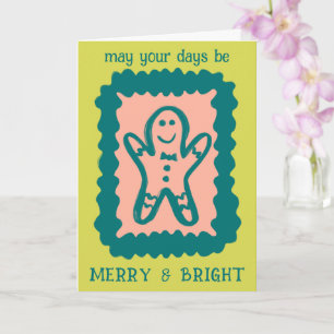 Whimsical Christmas Cookie Merry & Bright Holiday Card