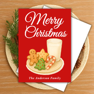Whimsical Christmas Cookies and Milk Holiday Card