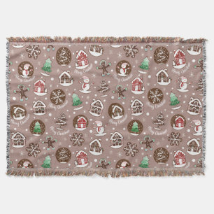 Whimsical Christmas Cookies Winter Holiday Throw Blanket