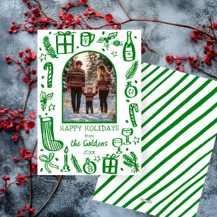 Whimsical Christmas  Cute Custom Arch PHOTO  Holiday Card
