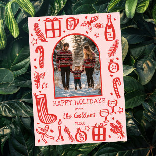 Whimsical Christmas  Cute Custom Arch PHOTO  Holiday Card