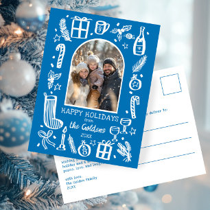 Whimsical Christmas  Cute Custom Arch PHOTO  Holiday Postcard